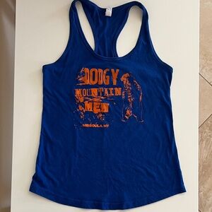 Dodgy Mountain Men Band Women's Blue Graphic Tank Top